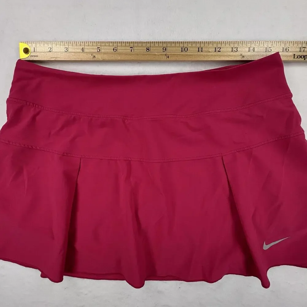 Nike Tennis Skort Womens Medium Pink Dri-FIT Pleated Athletic Lined Stretch
